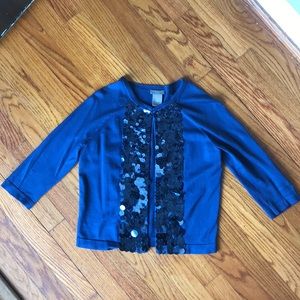 Ann Taylor Petites XSP indigo sequin cardigan